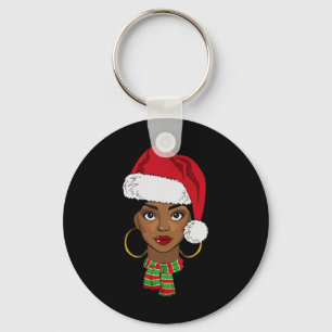 Schwarzer Afroamerikanischer Weihnachtsmann Afro W Schlüsselanhänger