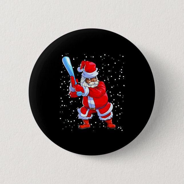 Schwarzer afroamerikanischer Weihnachtsmann Baseba Button (Vorderseite)