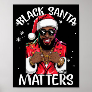 Schwarzer afroamerikanischer Weihnachtsmann Weihna Poster