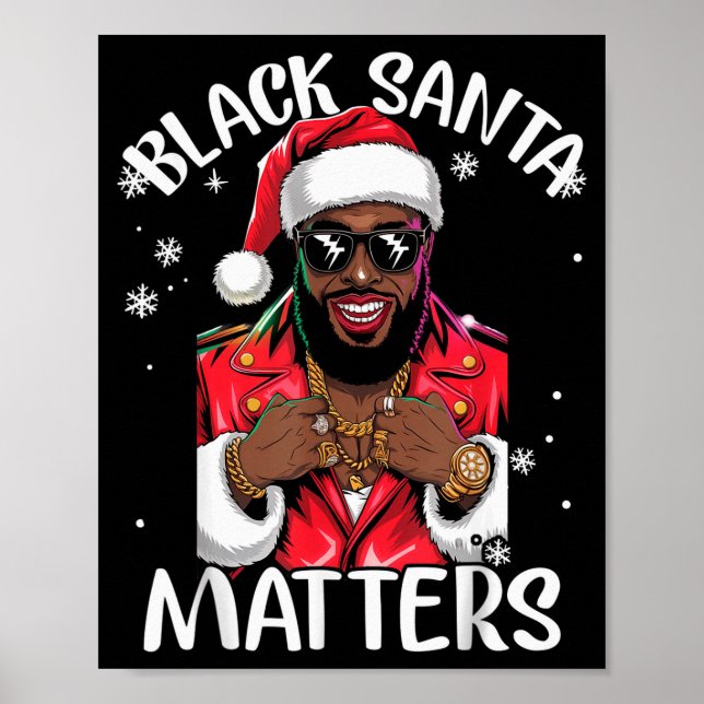 Schwarzer afroamerikanischer Weihnachtsmann Weihna Poster (Vorne)