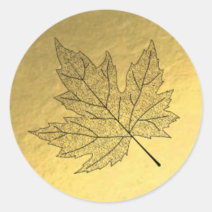 Schwarzer Ahornleaf-Aufkleber für die Goldfolie Runder Aufkleber