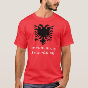 Schwarzer Albaner Eagle auf rotem Hintergrund T-Shirt