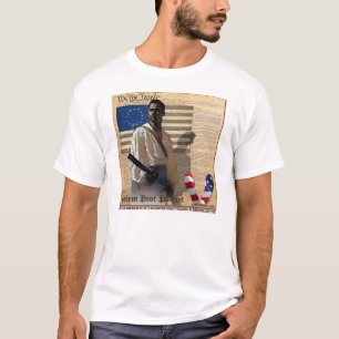 Schwarzer amerikanischer Patriot Salem-Arme-1776 T-Shirt