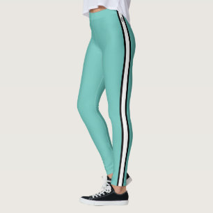 Schwarzer Anchor Nautical White Stripe Türkis Leggings
