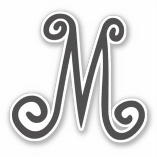 Schwarzer Anfangskleber für das Weiße Monogramm Aufkleber