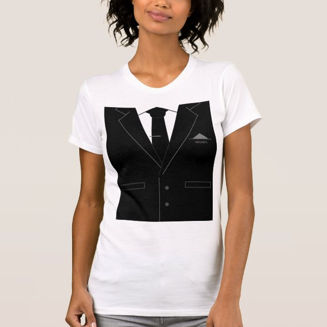 Schwarzer Anzug mit schwarzem Nacken T-Shirt (Vorderseite)