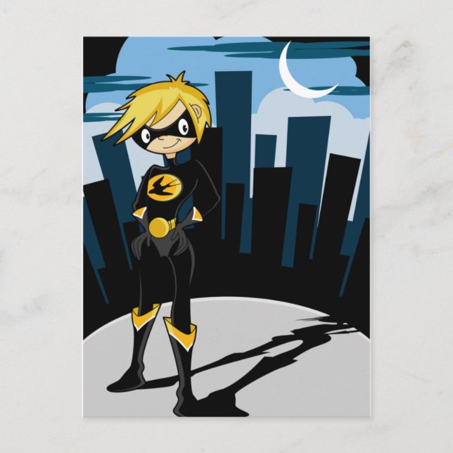 Schwarzer Anzug Superhero Postkarte (Vorderseite)