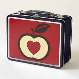 Schwarzer Apfel + Rotes Herz Logo Lebensmittel zu  Metall Brotdose