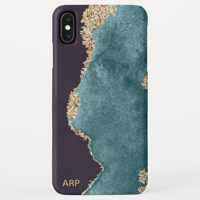 *~* Schwarzer Aquamariner Agate Geode Gold Glitzer Case-Mate iPhone Hülle (Rückseite)