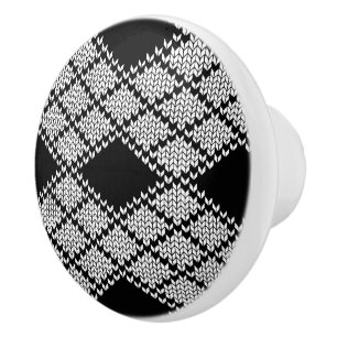 SCHWARZER ARGYLE STRICKEN Keramikknauf