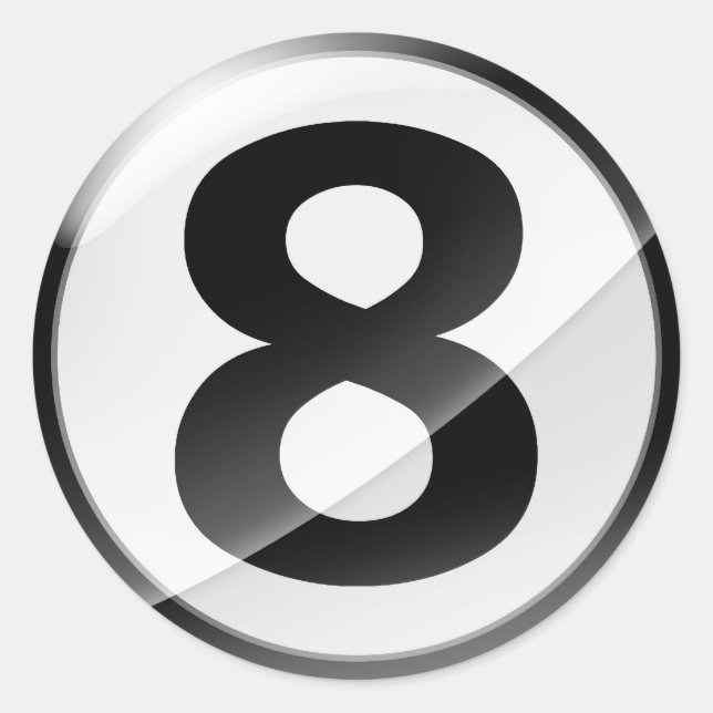 Schwarzer Aufkleber der Nr. 8 (Vorderseite)