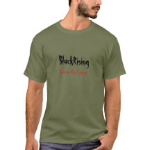 Schwarzer aufstrebender armeengrüner T - Shirt.