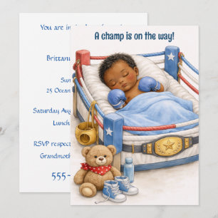 Schwarzer Baby-Box-Champion Digital-Download-Einla Einladung