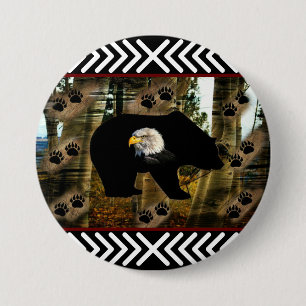 Schwarzer Bär Adlerbär Paw Prinz Wilderness Button