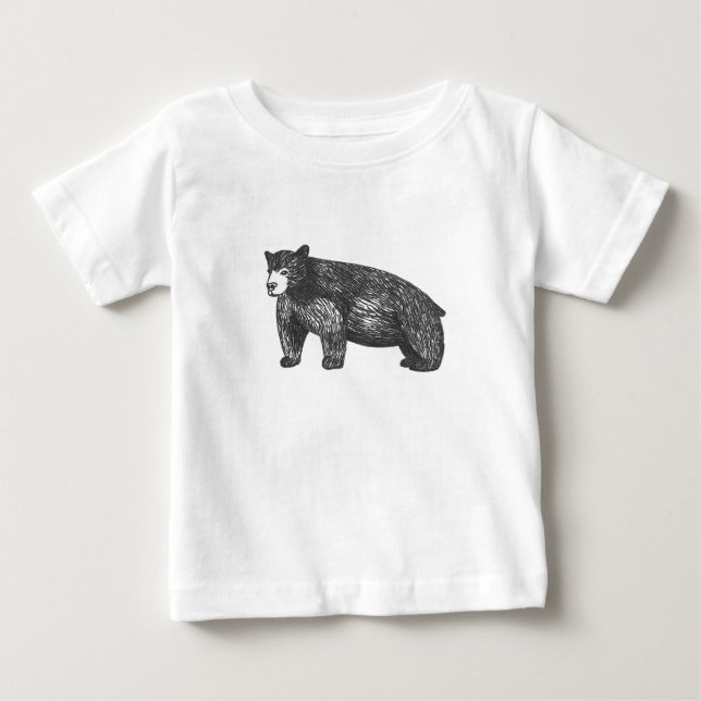 Schwarzer Bär aus künstlerischem Holz Baby T-shirt (Vorderseite)