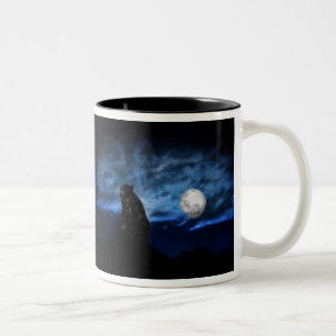 Schwarzer Bär durch Mondschein Zweifarbige Tasse