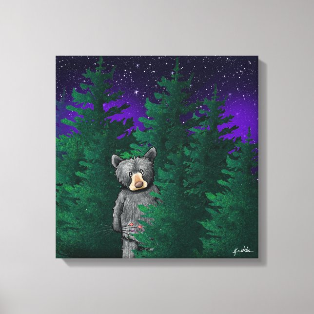 Schwarzer Bär gekreist Canvas Print Leinwanddruck (Vorderseite)