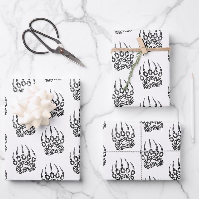 Schwarzer Bär Geschenkpapier Set (Vorderseite)