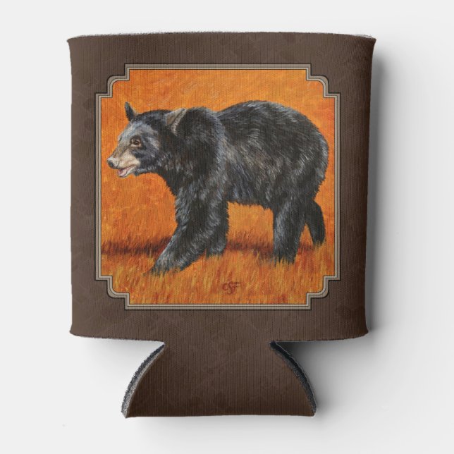 Schwarzer Bär Herbst Erde braun Dosenkühler (Vorderseite)