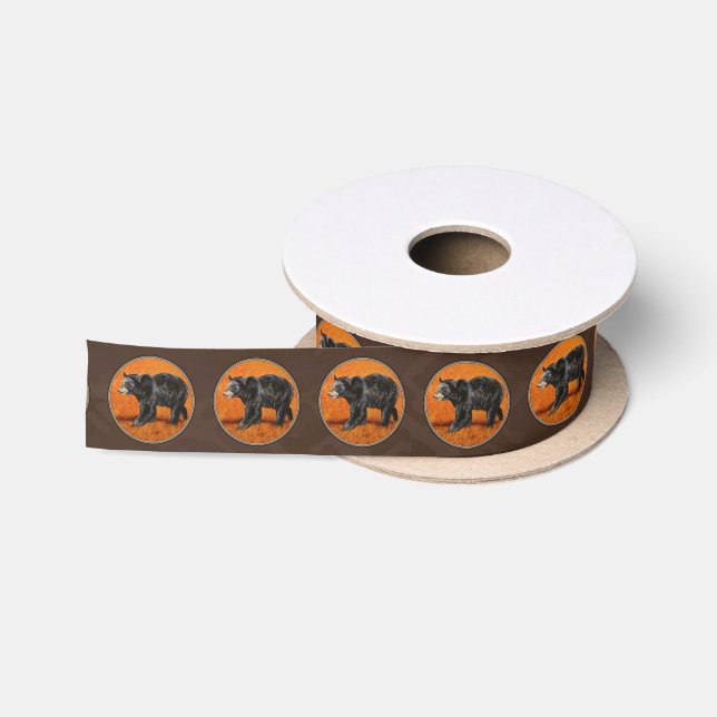 Schwarzer Bär Herbst Erde braun Satinband (Spule)