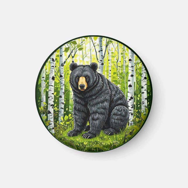 Schwarzer Bär im Birnenwald Magnet (Vorne)