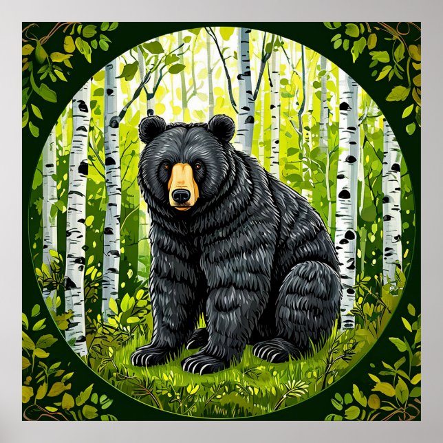 Schwarzer Bär im Birnenwald Poster (Vorne)