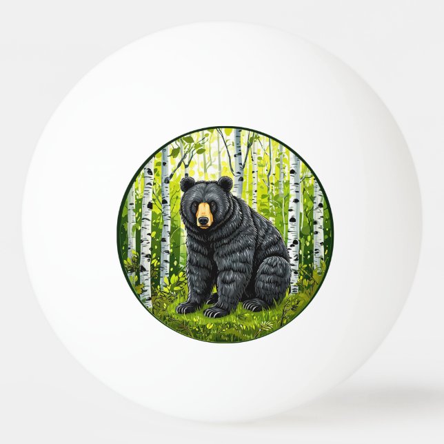Schwarzer Bär im Birnenwald Tischtennisball (Vorderseite)