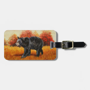 Schwarzer Bär im Herbstwald Gepäckanhänger