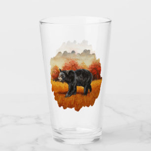 Schwarzer Bär im Herbstwald Glas