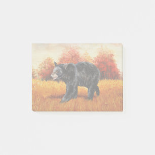 Schwarzer Bär im Herbstwald Post-it Klebezettel
