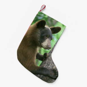 Schwarzer Bär im Holz Kleiner Weihnachtsstrumpf