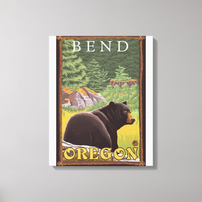 Schwarzer Bär im Wald - Bend, Oregon Leinwanddruck (Vorderseite)