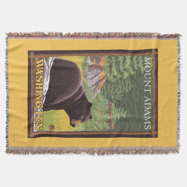 Schwarzer Bär im Wald - Berg Adams, Washington Decke (Vorderseite)