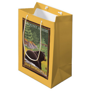 Schwarzer Bär im Wald - Berg Adams, Washington Mittlere Geschenktüte