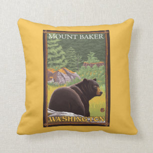 Schwarzer Bär im Wald - Berg-Bäcker, Washington Kissen
