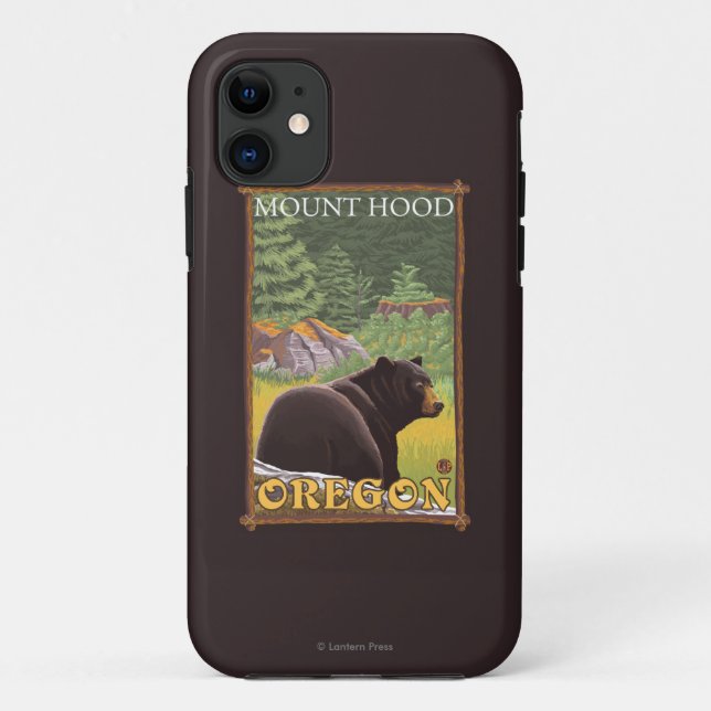Schwarzer Bär im Wald - Berg-Haube, Oregon Case-Mate iPhone Hülle (Rückseite)
