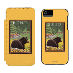 Schwarzer Bär im Wald - Biegung, Oregon Incipio Watson™ iPhone 5 Geldbörsen Hülle