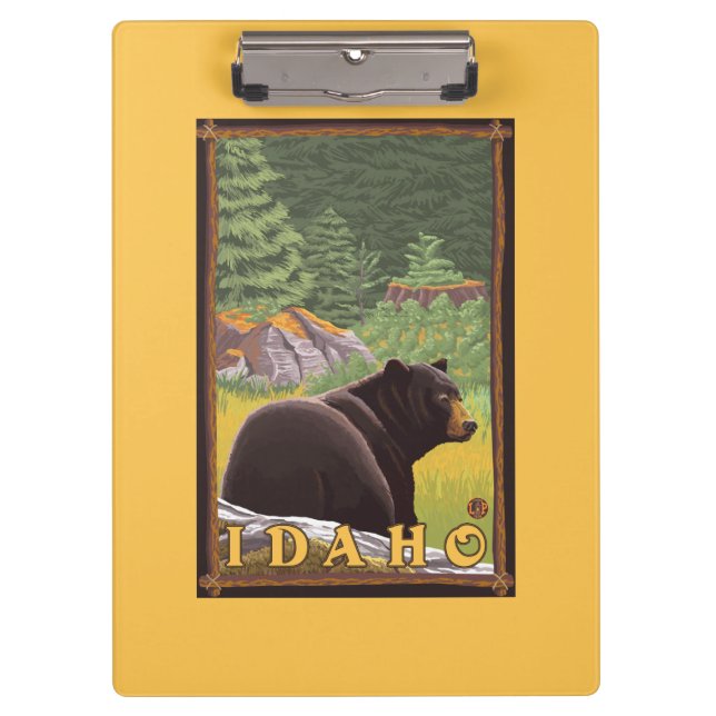 Schwarzer Bär im Wald - Idaho Klemmbrett (Vorderseite)