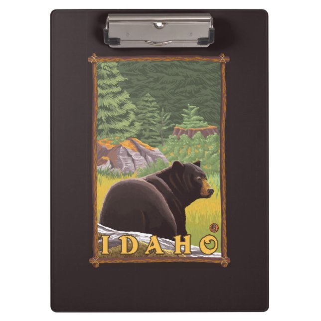 Schwarzer Bär im Wald - Idaho Klemmbrett (Vorderseite)