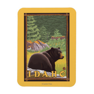 Schwarzer Bär im Wald - Idaho Magnet