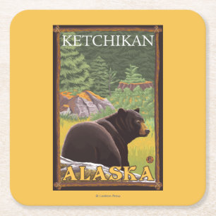 Schwarzer Bär im Wald - Ketchikan, Alaska Rechteckiger Pappuntersetzer