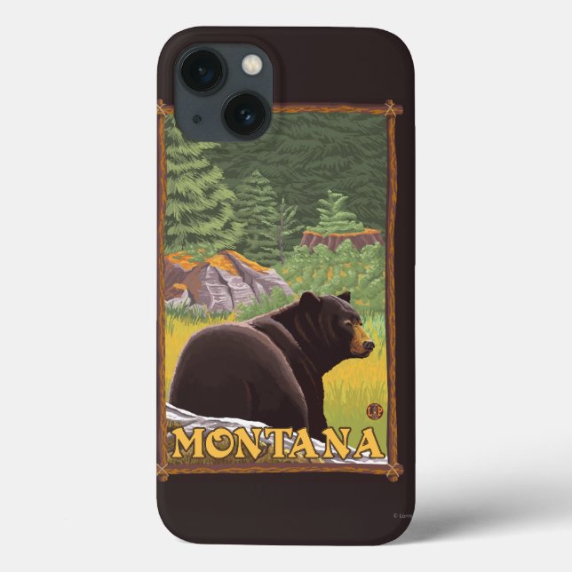 Schwarzer Bär im Wald - Montana Case-Mate iPhone Hülle (Rückseite)