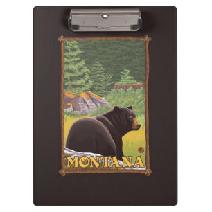 Schwarzer Bär im Wald - Montana Klemmbrett