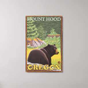 Schwarzer Bär im Wald - Monte Hood, Oregon Leinwanddruck