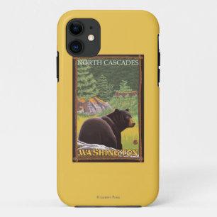 Schwarzer Bär im Wald - Nordkaskaden, Washingto iPhone 11 Hülle