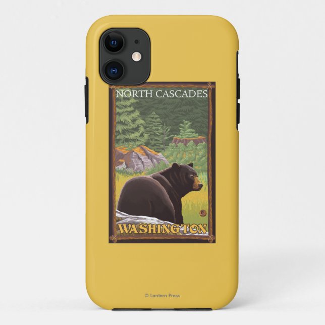 Schwarzer Bär im Wald - Nordkaskaden, Washingto Case-Mate iPhone Hülle (Rückseite)