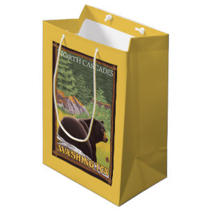 Schwarzer Bär im Wald - Nordkaskaden, Washingto Mittlere Geschenktüte