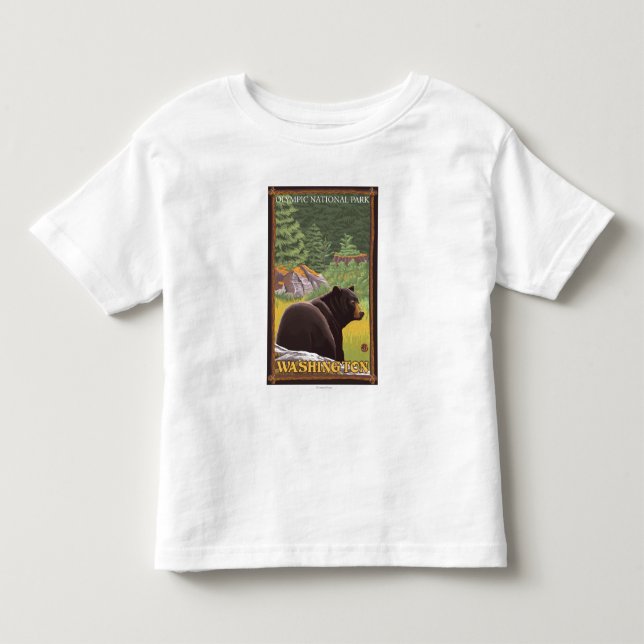 Schwarzer Bär im Wald - olympischer Nationalpark, Kleinkind T-shirt (Vorderseite)
