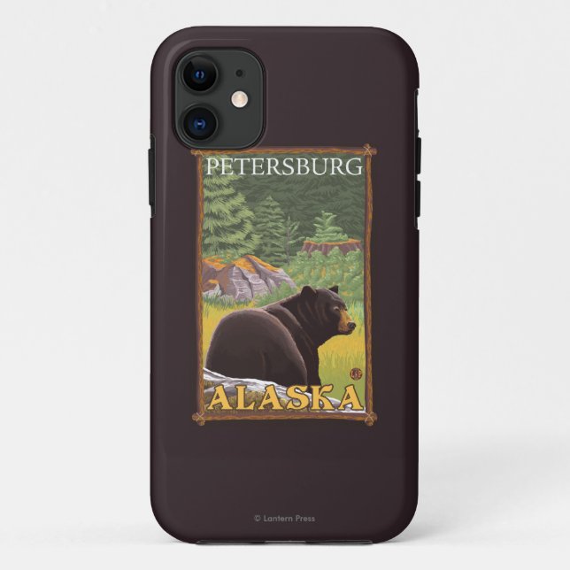 Schwarzer Bär im Wald - Petersburg, Alaska Case-Mate iPhone Hülle (Rückseite)