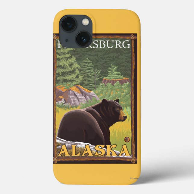 Schwarzer Bär im Wald - Petersburg, Alaska Case-Mate iPhone Hülle (Rückseite)